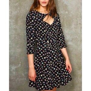 Urban Outfitters Cooperative Bird Print 3/4 Sleeve Belted Mini Dress - 4